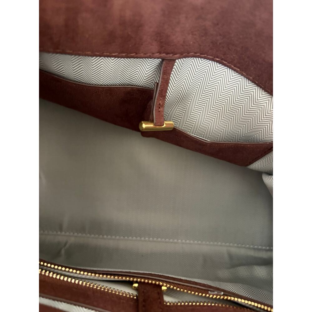 The Row Margaux Burgundy Suede Top Handle Bag - Picture 12 of 15